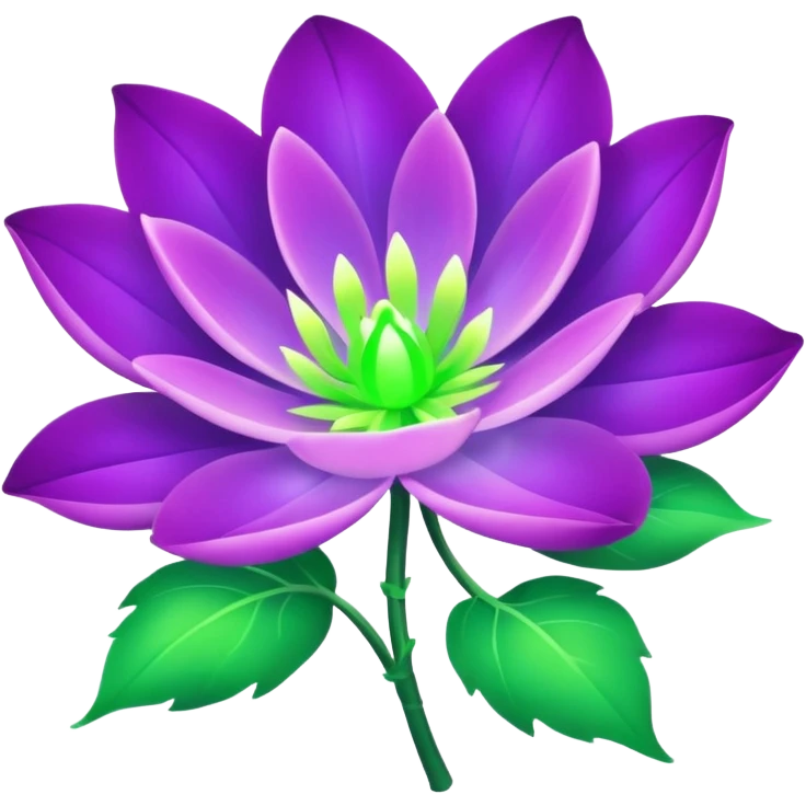 aurora flower with vibrant green and purple petals, magical emoji