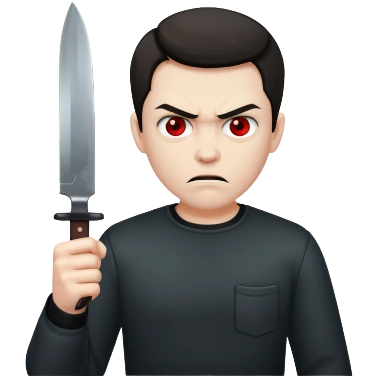 Evil and angry man holding a knife emoji