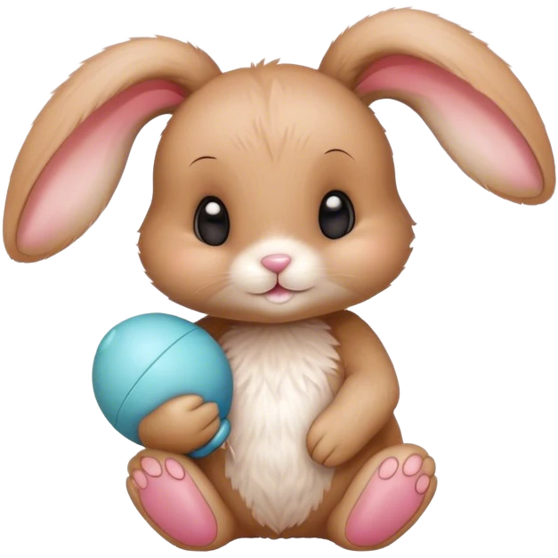 baby rabbit with a cute toy emoji