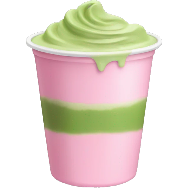 matcha with pink milk in a plastic cup emoji