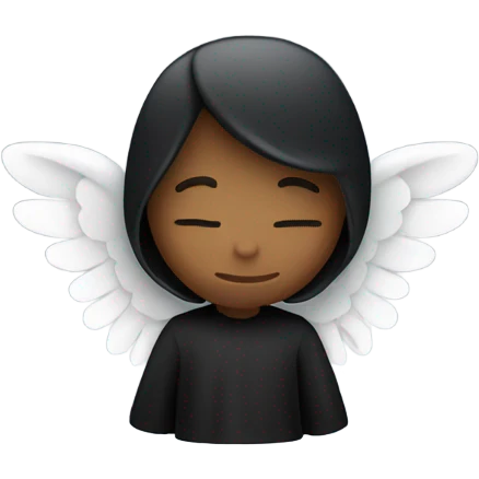 angel in black clothes with hidden face  emoji