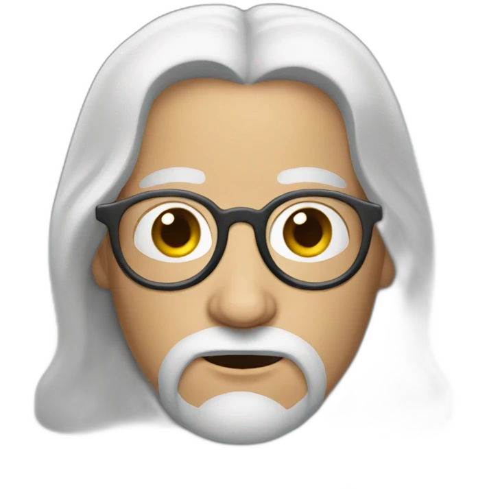 Jesus with round eye glasses with Balding grey hair  emoji