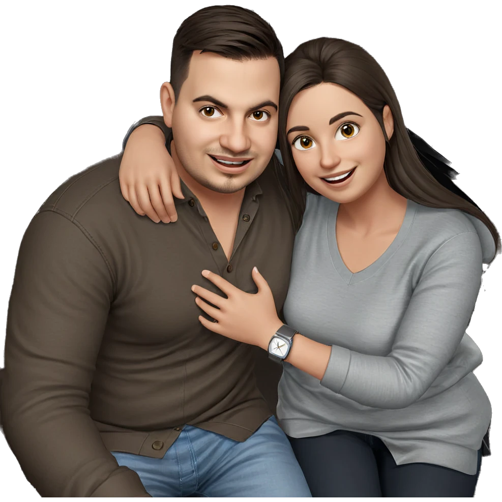 happy couple in casual style emoji