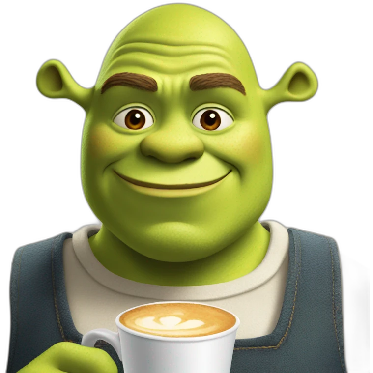 shrek drinking a flat white emoji