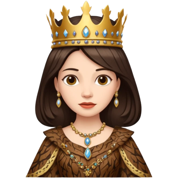 Queen wearing a bark-patterned dress emoji