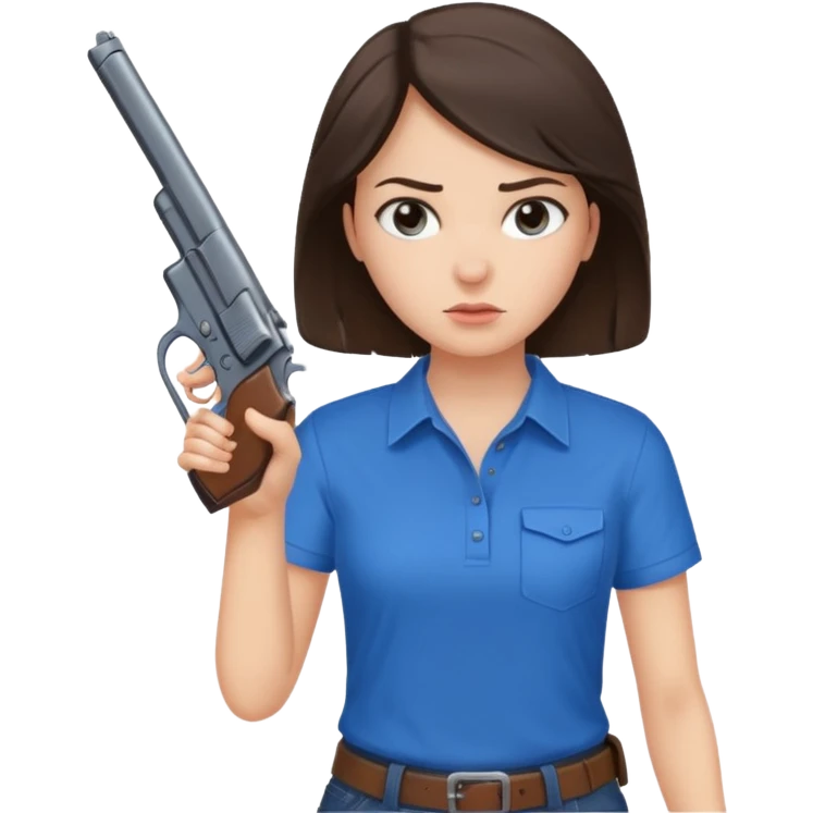 A pretty badass brunette girl who is about to kill herself witha gun emoji