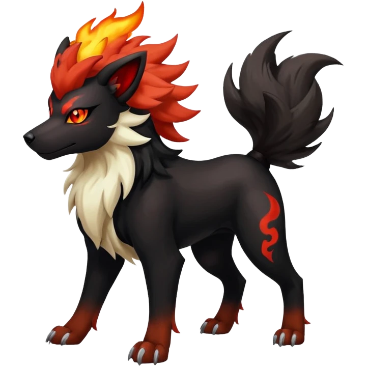 Shiny Exotic Gothic Houndoom-Arcanine-Pokémon-Fakémon-hybrid-creature emoji