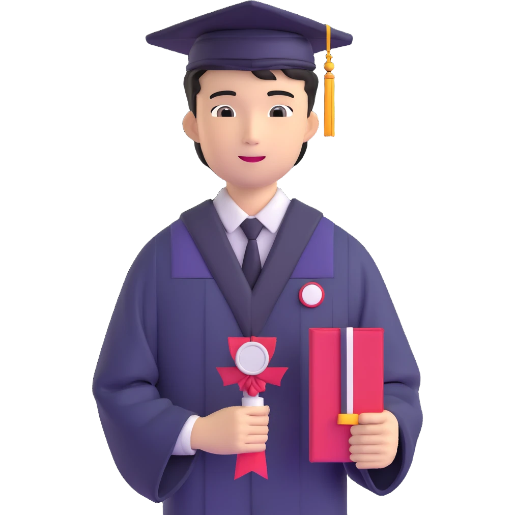 Japanese male high school graduate in formal uniform with diploma at ceremony emoji