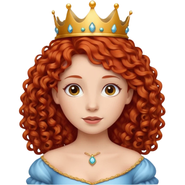 Princess with curly red hair, small crown emoji