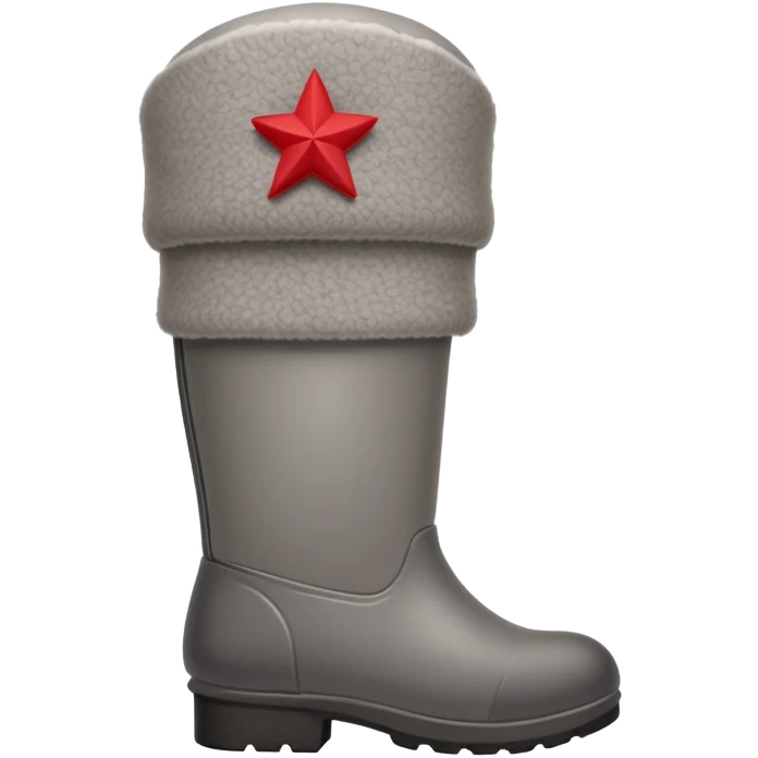 A cute traditional Russian felt boot (valenok) wearing a traditional Russian ushanka hat emoji