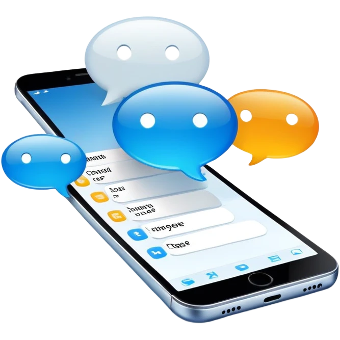 smartphone with text message bubbles emoji