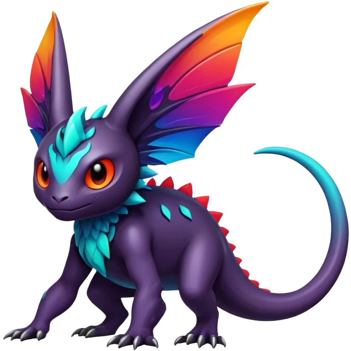 Randomly-colored dark colorful Fakémon-creature emoji
