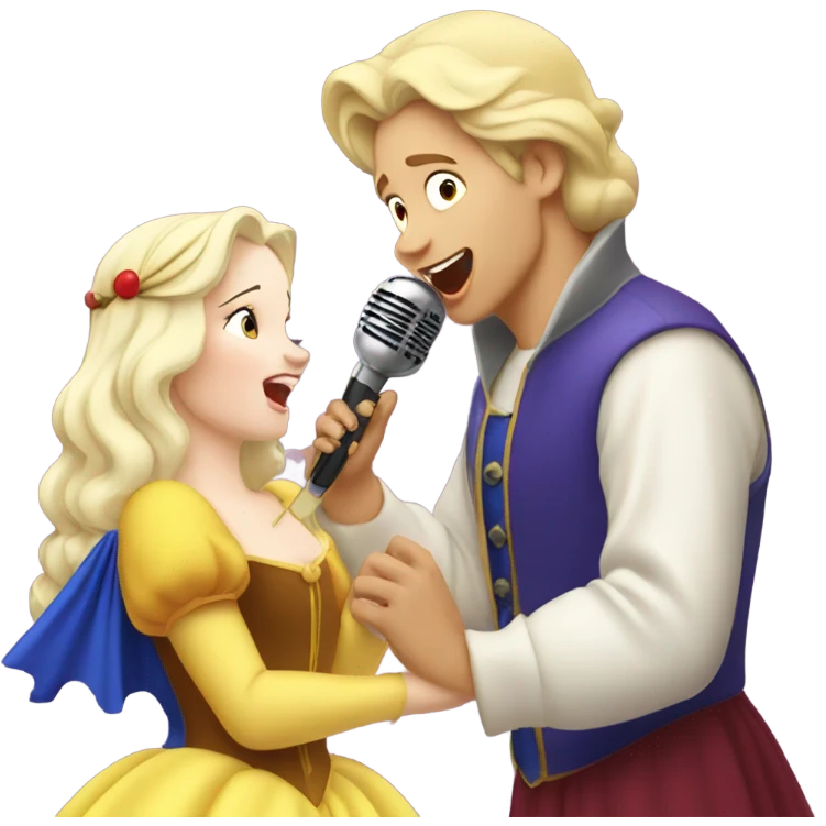 Blonde Snow White singing to possum  emoji