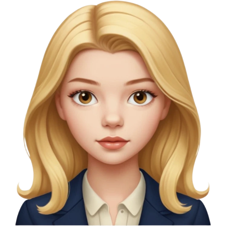 Cinematic Realistic Anya Taylor Joy Portrait, depicted with lifelike skin texture, subtle rosy undertones, and soft natural lighting that enhances the gentle contours of her face. Her intricately detailed golden blonde hair is elegantly. emoji