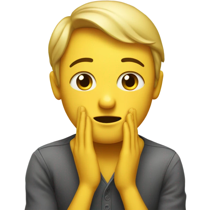 yellow emoji with weary face and hands up like he’s saying please save us  emoji
