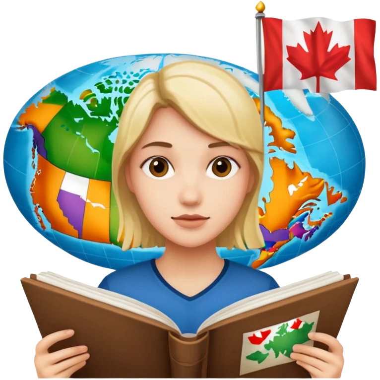 A person studying with a map of Canada in the background emoji