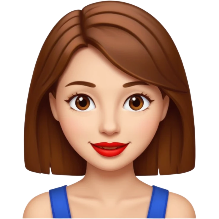 brownhaired woman with red lips in love emoji