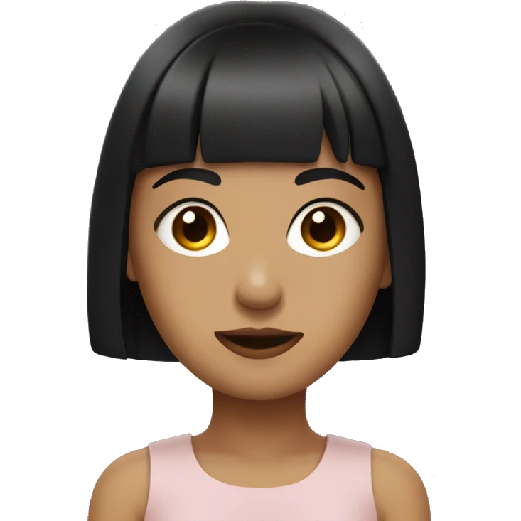 girl with dark brown very short straight hair and bangs and black fancy dress emoji
