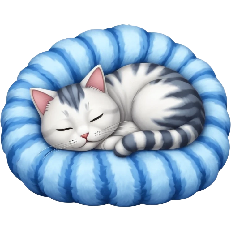 Curled Sleeping Cat blue emoji