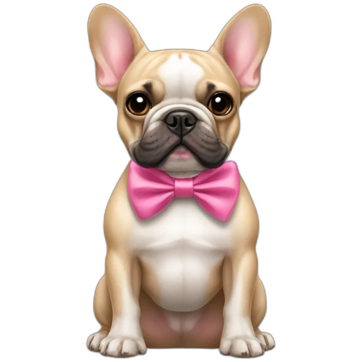 french bulldog with pink bow tie emoji