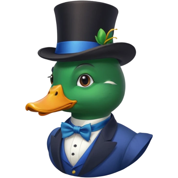 Create a mallard which has a hat and a monocle
 emoji