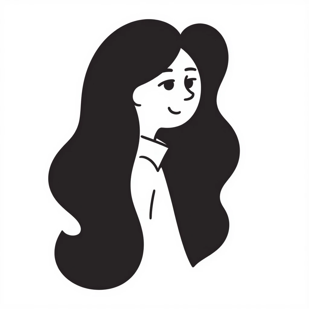Simple sketch of a woman with flowing hair emoji
