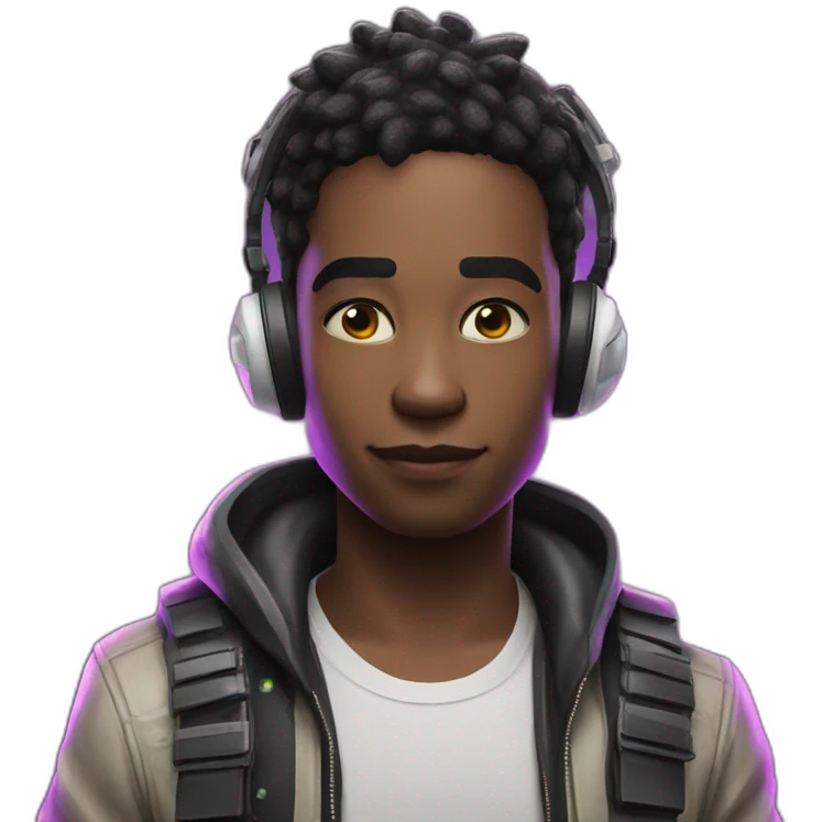 Neon young white pubg gamer emoji