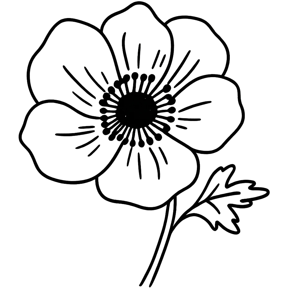 hand drawn anemone flower doodle emoji
