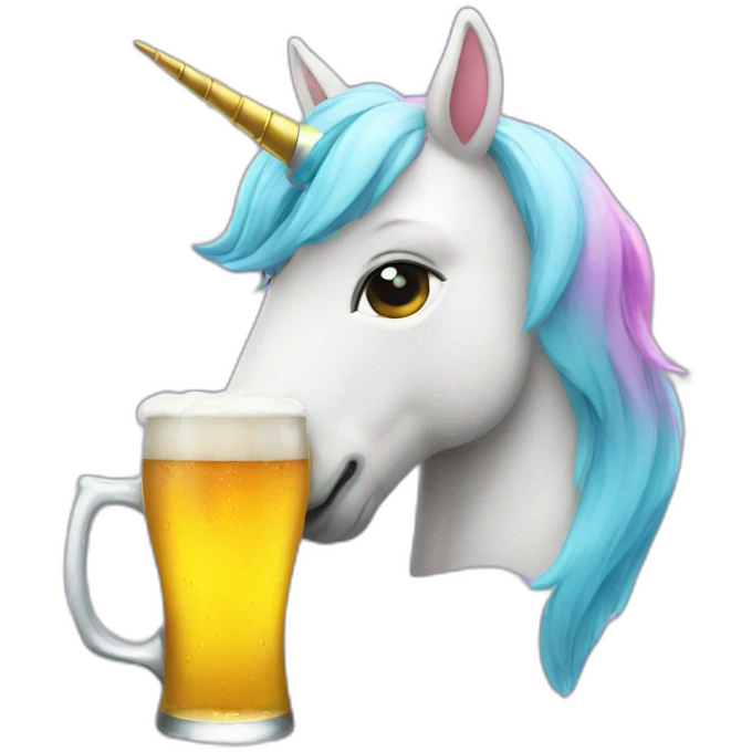 unicorn with a beer emoji