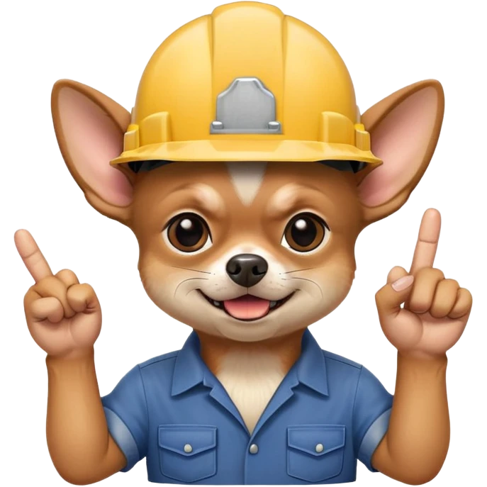 Angry chihuahua with hardhat middle finger emoji