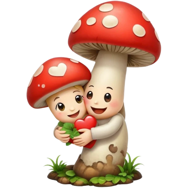 The happy heart hug a mushroom emoji