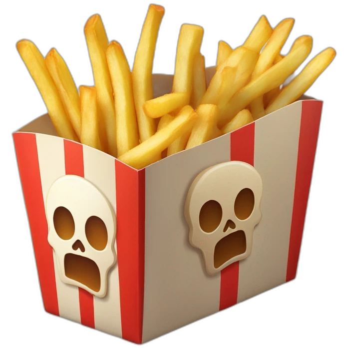 french fries in a box with skull logo emoji