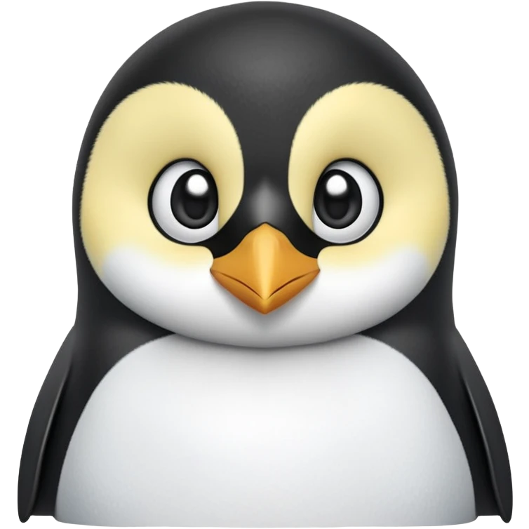 cinematic-cute-emperor-penguin-portrait-emoji,-head-tilted-playfully-and-inquisitively,-with-glossy,-pristine-plumage,-sparkling-eyes-filled-with-curiosity,-simplified-yet-irresistibly-adorable-features, black, large black eyes face, zoomed in emoji