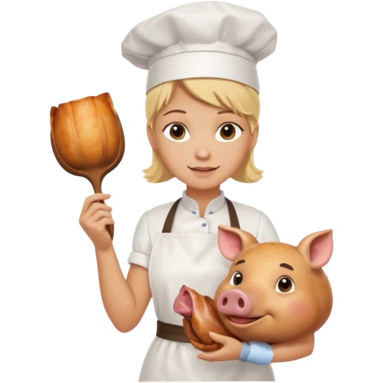 blonde cook pig no hat emoji