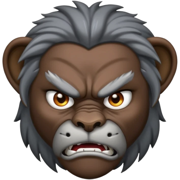 Black silver Leon head angry dark  emoji