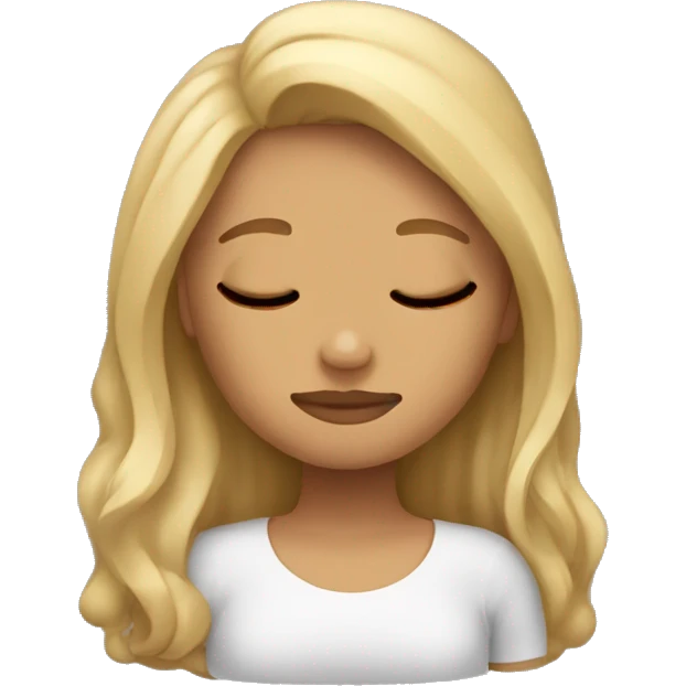 Girl sleeping with bottom half hair brown and top half blond emoji