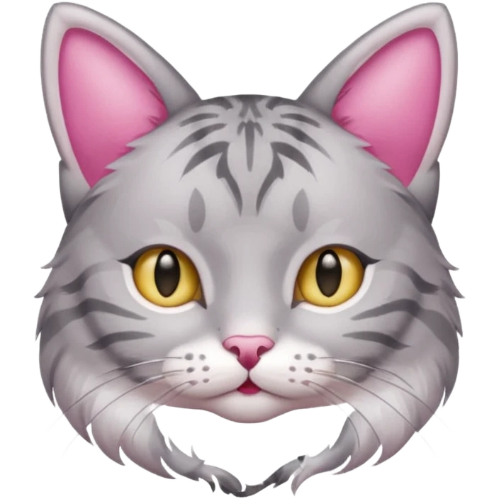 grey tabby cat: pink ears  emoji