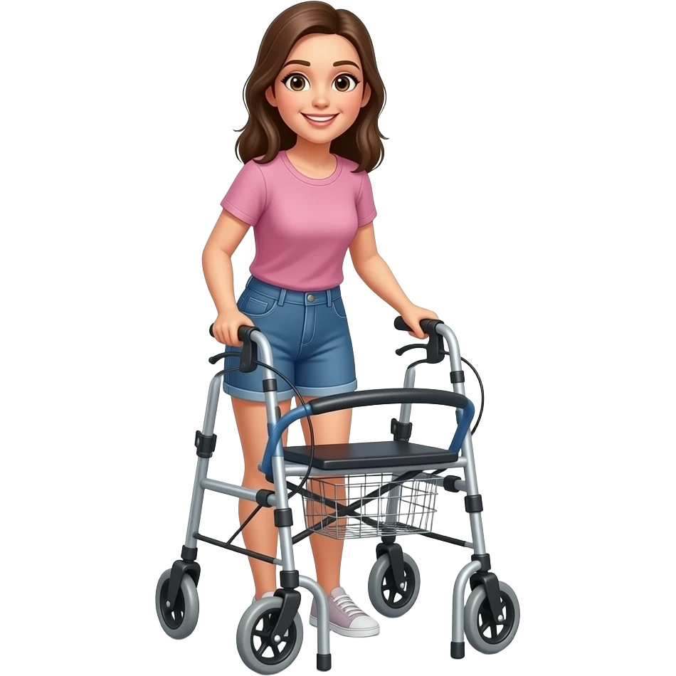 young woman using a rollator emoji