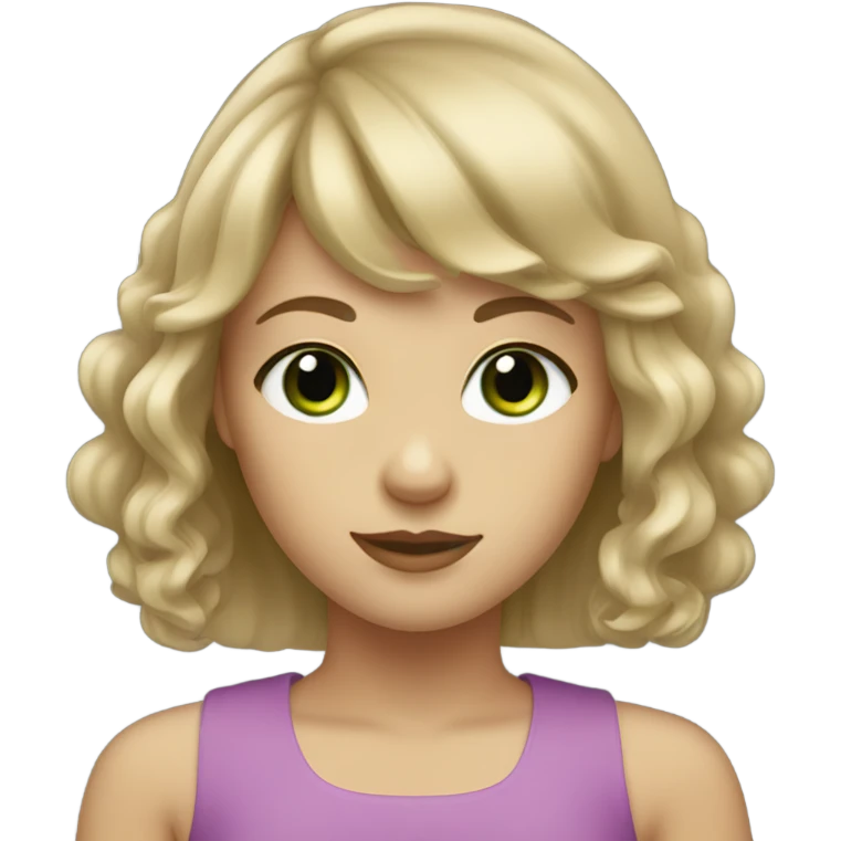 Girl with green eyes and dark blonde hair with bangs and light skin emoji