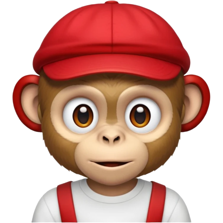 Macaco de camisa branca e boné vermelho  emoji