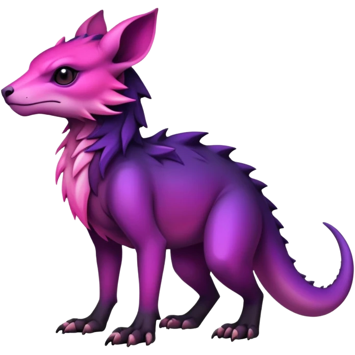 Cool Edgy Black-pink-purple-gradient badass Fionbri-Vernid-animal-creature full bodyd emoji