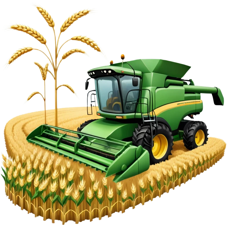 An icon featuring a wheat field, a combine harvester, fertilizer formulas, and plant cells, symbolizing agronomy. The design includes farming tools and crops, representing agricultural science, crop production, and plant biology. Transparent background highlights sustainable farming and growth. emoji
