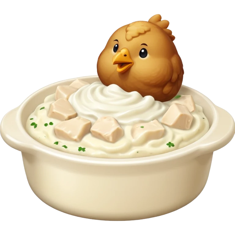 chicken chunks with alfredo sauce and mashed potatoes emoji