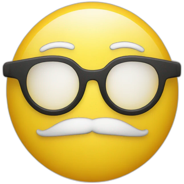Yellow circle face with a beard and glasses emoji