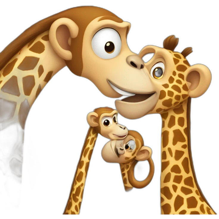 Monkey kiss giraff emoji