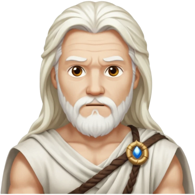 Odin with long white hair, long white loincloth emoji
