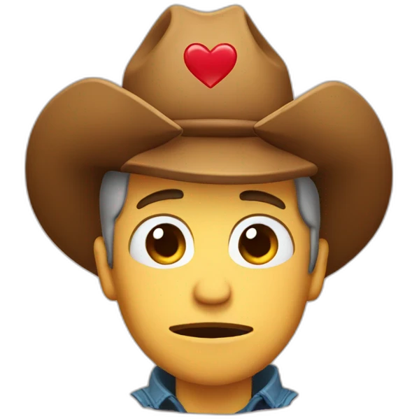 crying cowboy with hearts emoji