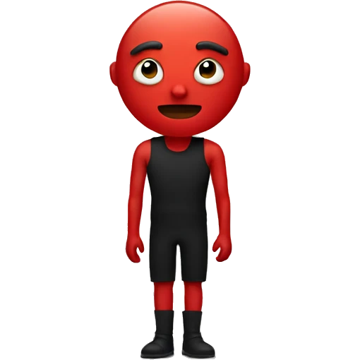 Red Face with black arms and black legs emoji
