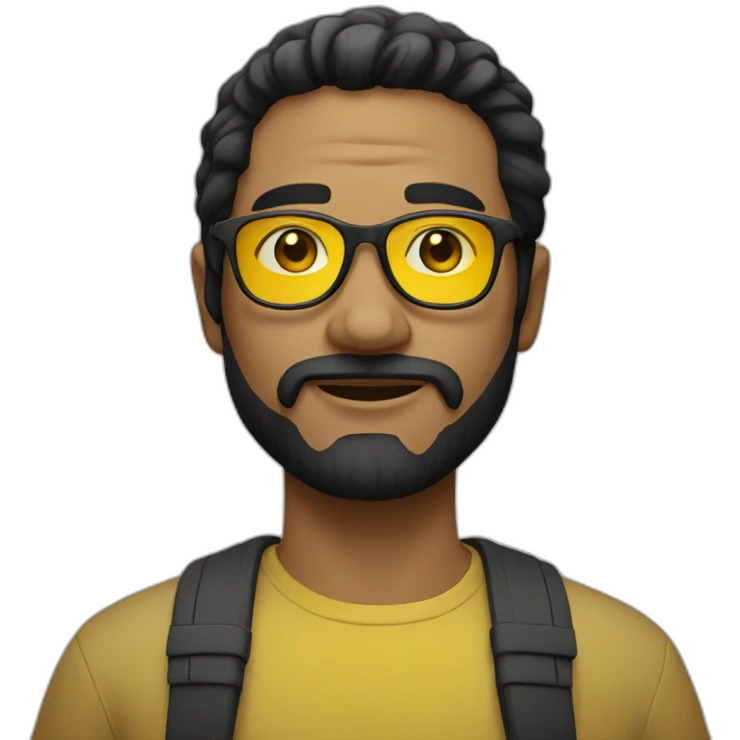 Man with yellow tinted glasses and black hair  emoji
