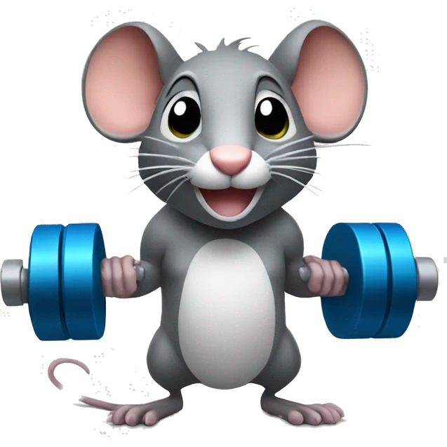 A rat lifting dumbbells emoji